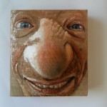 Il buffone! acrilico su juta estroflessa, 23x20x9 cm, 2016